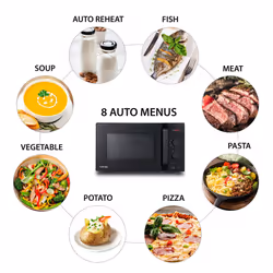 Toshiba 800w 20L Microwave Oven with 8 Auto Menus, 5 Power Levels, Mute Function, and LED Cavity Light - Black - MW2-AM20PF(BK)
