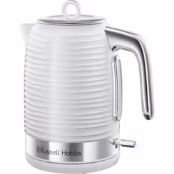 Russell Hobbs Inspire Electric 1.7L Cordless Kettle (Fast Boil 3KW, White premium textured plastic, high gloss finish, Remova ...