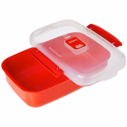Sistema Heat and Eat Microwave Set. 1.25 L, 525 ml, Rectangular School Lunch Boxes with Steam Release Vents, BPA-Free, 4 Count, Red
