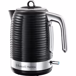 Russell Hobbs Inspire Electric 1.7L Cordless Kettle (Fast Boil 3KW, Black premium textured plastic, high gloss finish, Remova ...