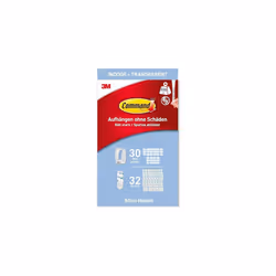 Command Clear Mini Hooks with Clear Strips, Multi Pack of 30 Hooks + 32 Adhesive Strips - Indoor Use - Suitable for Hanging I ...