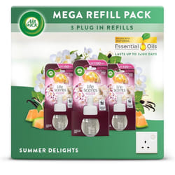 Air Wick Plug in Diffuser Refill, Summer Delight, Pack 3 x 19ml, Long Lasting Fragrance, Lasts up to 300 days, Plug in Air freshener