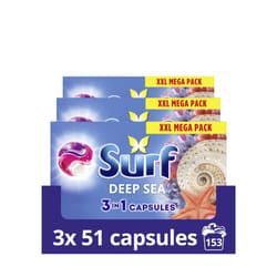 Surf 3 in 1 Deep Sea Laundry Washing Detergent Capsules joy-infused fragrance with natural essential oils lasting up to 12 hours in wear for