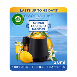 Air Wick Essential Mist Diffuser Kit, Sicilian Orchard Blossom, 1 Device & 1 Refill (20ml), Natural Essential Oils, Last up t ...
