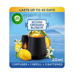 Air Wick Essential Mist Diffuser Kit, Sicilian Orchard Blossom, 1 Device & 1 Refill (20ml), Natural Essential Oils, Last up to 45 Days, Air freshener