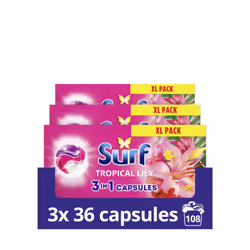 Surf 3 in 1 Tropical Lily Laundry Washing Detergent Capsules joy-infused fragrance with natural essential oils lasting up to  ...