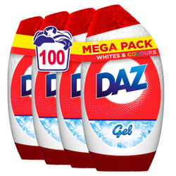 Daz Gel Laundry Detergent, 100 Washes, Stain Removal For Clothes, Washing Liquid For Whites & Colours, Brilliant Cleaning Even In Cold Washes (875ML X