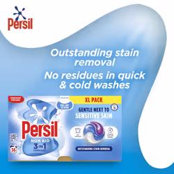 Persil Non Bio 3 in 1 Washing Capsules laundry capsules gentle next to sensitive skin for outstanding stain removal in quick & cold washes 108 washes