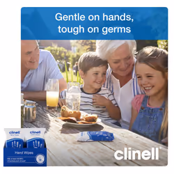 Clinell Antimicrobial Hand Wipes Ideal for Travel - 20 Packs of 8 Wipes - Dermatologically Tested, Kills 99.99% of bacteria & viruses
