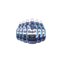 Comfort Ultimate Care Fresh Sky Ultra-Concentrated Fabric Conditioner bottle made of 100% recycled plastic* for complete clothes protection 6x 870 ml