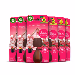 Air Wick Cherry Blossom & Raspberry Essential Mist Single Refills 6x20ml, Lasting for up to 45 days per refill, Air Freshener