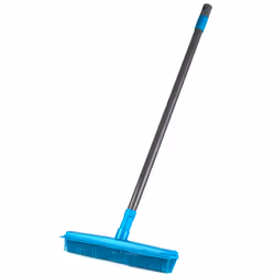 Beldray Pet Plus+ Rubber Broom with Squeegee ? Sweeping Brush with Rubber Bristles, 2-in-1 Push Broom for Pet Hair, Telescopi ...