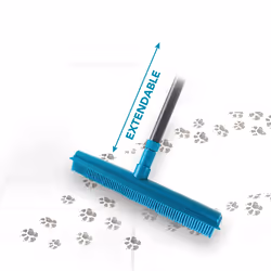 Beldray Pet Plus+ Rubber Broom with Squeegee ? Sweeping Brush with Rubber Bristles, 2-in-1 Push Broom for Pet Hair, Telescopic Long Handle, Remove Dog