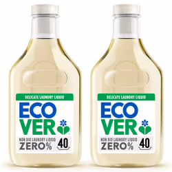 Ecover Zero Non-Bio Laundry Detergent for Sensitive Skin, Baby Laundry Washing Liquid, 2x Pack of 40 Washes, 2 x 1.43L