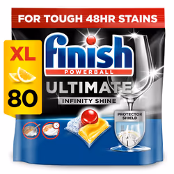 Finish Ultimate Infinity Shine Dishwasher Tablets Bulk, Scent : Lemon, Size : 80 Dishwasher tabs, For Ultimate Clean and Diam ...