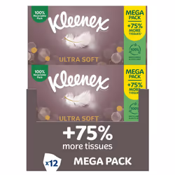 Kleenex Ultra Soft Tissues Mega Pack - 1,344 Sheets (12 Boxes x 112 Sheets) -? Beautifully Soft And Silky Tissues