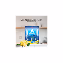 Astonish All In 1 Powerful Cleaning Dishwasher Tablets with Salt and Rinse Aid, Mega Pack of 100 Tablets, Lemon Fresh