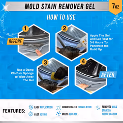 Mould Stain Remover Gel Cleaner - ACTIVE Heavy Duty Stain Cleaner for Front Loader Washing Machine Seal, Rubber Gasket, Bathroom Grout, Shower, Caulk