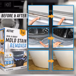 Mould Stain Remover Gel Cleaner - ACTIVE Heavy Duty Stain Cleaner for Front Loader Washing Machine Seal, Rubber Gasket, Bathroom Grout, Shower, Caulk