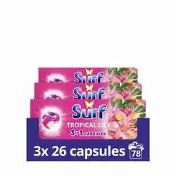 Surf 3-in-1 Laundry Washing Detergent Capsules Tropical Lily 3 x 26 Washes