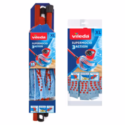 Vileda "SuperMocio" 3 Action Compact Mop with Extra Refill, Plastic, Red/Blue, 12 x 11 x 48 cm