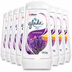Glade Solid Gel Air Freshener, Odour Eliminator for Home & Bathroom, Lavender, Pack of 8 (8 x 150g)