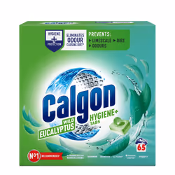 Calgon Hygiene Plus Washing Machine Cleaner & Limescale Remover, Water Softener Tablets, Unscented , 65 Tablets, Pack of 1