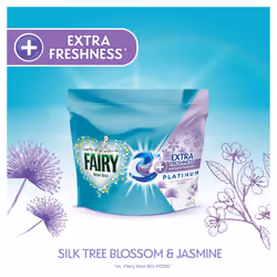 Fairy Non Bio Platinum PODS? Washing Liquid Capsules, 104 Washes (52x2), Silk Tree Blossom & Jasmine, With Extra Freshness For Sensitive Skin