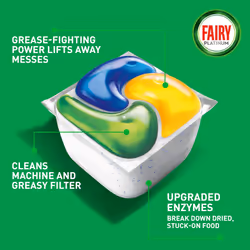 Fairy Platinum All-In-1 Lemon Dishwasher Tablets, 126 Tablets, Bulk Pack for Powerful Cleaning Action