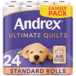 Andrex Ultimate Quilts Toilet Tissue 24 Rolls, Air Pocket Technology for Soft, Thick Sheets - 4 Quilted Toilet Rolls x 6 Pack ...