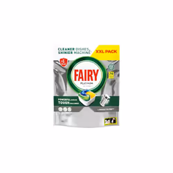 Fairy Platinum Plus All-In-1 Dishwasher Tablets, Bulk Pack- 74 Pods, Lemon, With Greasy Filter & Rinse Aid Action