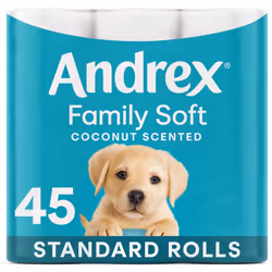 Andrex Coconut Fresh Fragrance Toilet Rolls - 45 Toilet Roll - Bulk Buy Toilet Rolls - Coconut Scented Toilet Rolls for a Fre ...