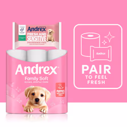 Andrex Fresh and Sensitive Hygiene Wipes, 12 Pack; Flushable Moist Toilet Tissue, Hypoallergenic and Fragrance Free Wet Wipes for Sensitive Skin (Pack