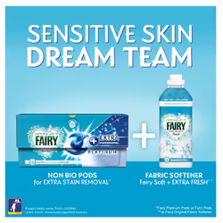 Fairy Non Bio PODS Washing Liquid Laundry Capsules 120 Washes (60x2), Platinum, With Extra Stain Removal For Sensitive Skin