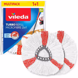 Vileda Turbo 2in1 Spin Mop Refill, Pack of 2 Turbo 2in1 Mop Head Replacements, Fits all Vileda Turbo Mops, Authentic Vileda M ...