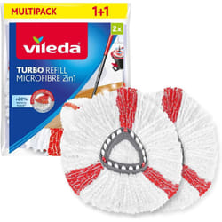 Vileda Turbo 2in1 Spin Mop Refill, Pack of 2 Turbo 2in1 Mop Head Replacements, Fits all Vileda Turbo Mops, Authentic Vileda Mop Head
