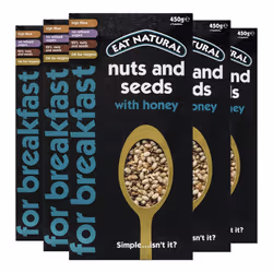 Eat Natural Nuts & Seeds Breakfast Cereal with Honey - High in Fibre Breakfast Muesli - Suitable for Vegetarians ,450 g (Pack ...