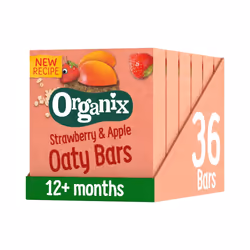 Organix Strawberry and Apple Organic Soft Oaty Snack Bars Multipack, No Added Sugar, 6 x 23 g Bars Per Box (6 Boxes Total)