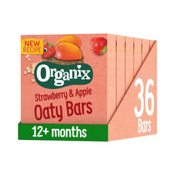 Organix Strawberry and Apple Organic Soft Oaty Snack Bars Multipack, No Added Sugar, 6 x 23 g Bars Per Box (6 Boxes Total)
