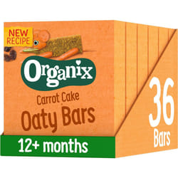 Organix Carrot Cake Organic Soft Oaty Snack Bars, No Added Sugar, Multipack, 6 x 23 g Bars Per Box (6 Boxes Total)