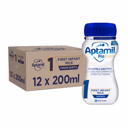 Aptamil Advanced 1 First Infant Baby Milk Ready to Use Liquid Formula, from Birth, 200ml (Pack of 12)
