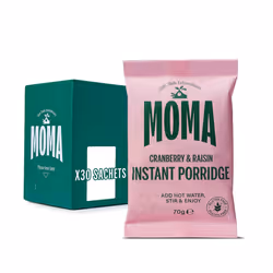 MOMA Porridge Sachets CRANBERRY & RAISIN - Box of 30 x 70g - Breakfast Jumbo Oat with Real Fruit - Gluten Free, High in Fibre ...