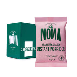 MOMA Porridge Sachets CRANBERRY & RAISIN - Box of 30 x 70g - Breakfast Jumbo Oat with Real Fruit - Gluten Free, High in Fibre, Source of Protein, Rich
