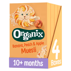 Organix Banana, Peach & Apple Organic Muesli, 10+ Months, 200 g Box (Pack of 4)
