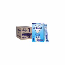 Aptamil 1 First Baby Milk Formula Pre-Measured Tabs, From Birth, 120 Tabs (Pack of 4) - 1 tab = 1 scoop (23g)