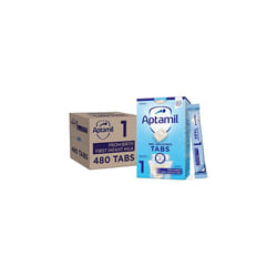 Aptamil 1 First Baby Milk Formula Pre-Measured Tabs, From Birth, 120 Tabs (Pack of 4) - 1 tab = 1 scoop (23g)