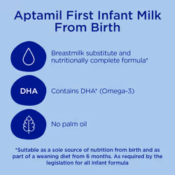 Aptamil 1 First Baby Milk Formula Pre-Measured Tabs, From Birth, 120 Tabs (Pack of 4) - 1 tab = 1 scoop (23g)