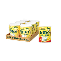 Nido Instant Full Cream Milk Powder, Substitute for Fresh Milk, for Tea & Coffee 400 g Tin (Pack of 6)