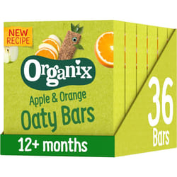 Organix Apple and Orange Organic Soft Oaty Snack Bars Multipack, No Added Sugar, 6 x 23 g Bars Per Box (6 Boxes Total)