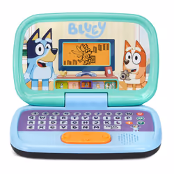 VTech Bluey Game Time Laptop, Interactive Learning Laptop with Pre-School Content, Official Bluey Character Toy for Kids, Letters, Numbers, Music,